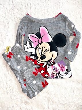 Disney Grey, Pink and Red Minnie Mouse Pajama Set